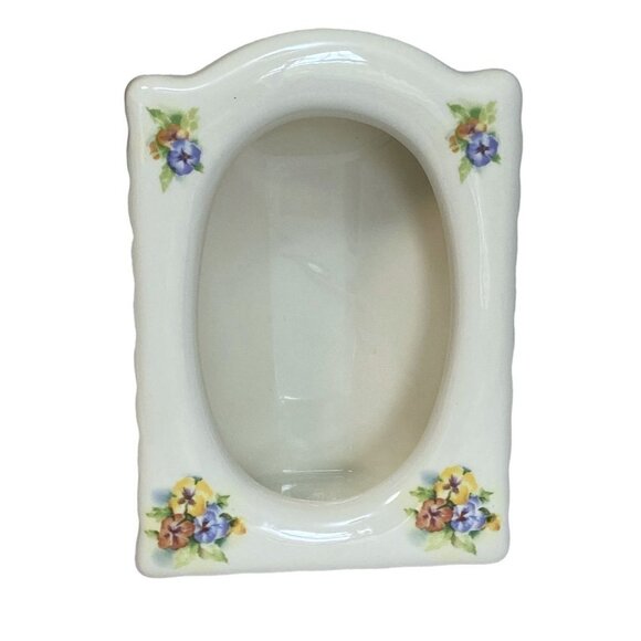 Pansies Frame Donegal Parian China Ireland Vintage Ceramic Photo Frame 6.25" h - Picture 2 of 13